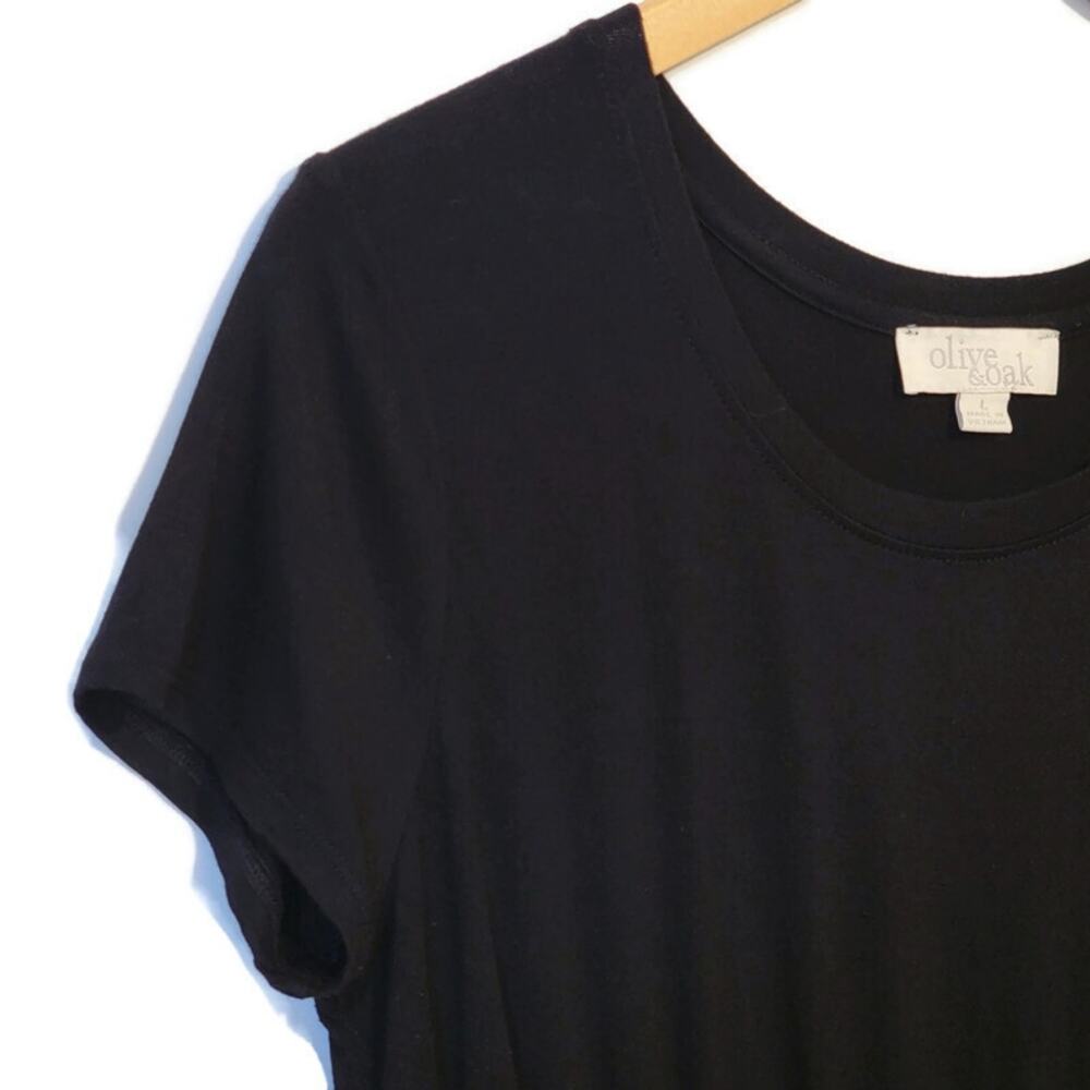 Olive & Oak Black Short Sleeve Drawstring Waist Jersey Knit Dress L - Picture 4 of 13